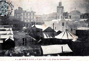 Alger - Place du Gouvernement - Neige - Janvier 1905